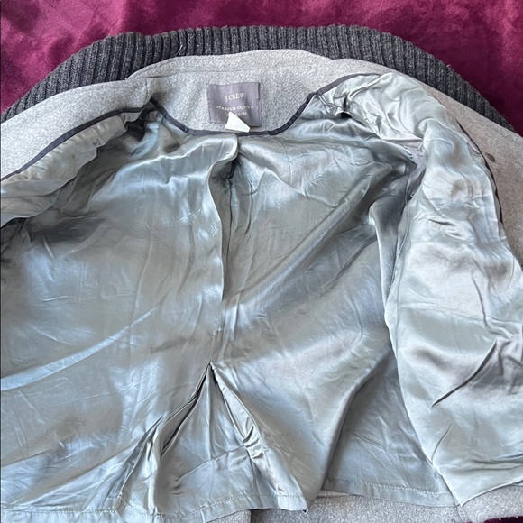 J. Crew Light Gray Pea Coat with Charcoal Accents - Picture 3 of 7